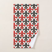 Rotes Schwarzes Barock Fleur-de-lis-Muster Badhandtuch Set (Handtuch)