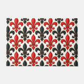 Rotes Schwarzes Barock Fleur-de-lis-Muster Fußmatte (Vorderseite)