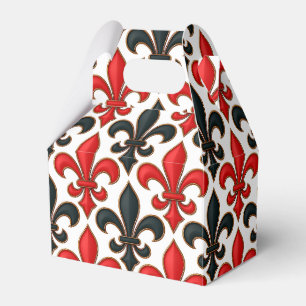 Rotes Schwarzes Barock Fleur-de-lis-Muster Geschenkschachtel