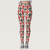 Rotes Schwarzes Barock Fleur-de-lis-Muster Leggings (Vorderseite)