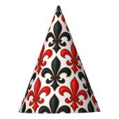 Rotes Schwarzes Barock Fleur-de-lis-Muster Partyhütchen (Vorderseite)