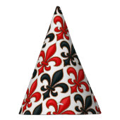Rotes Schwarzes Barock Fleur-de-lis-Muster Partyhütchen (Rechts)