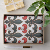 Rotes Schwarzes Barock Fleur-de-lis-Muster Seidenpapier (Geschenk)