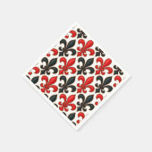 Rotes Schwarzes Barock Fleur-de-lis-Muster Serviette (Ecke)