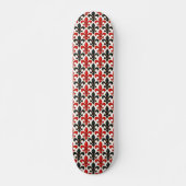 Rotes Schwarzes Barock Fleur-de-lis-Muster Skateboard (Vorne)