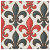 Rotes Schwarzes Barock Fleur-de-lis-Muster Stoff (Nahaufnahme)