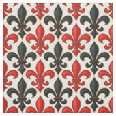 Rotes Schwarzes Barock Fleur-de-lis-Muster Stoff (Muster)