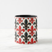 Rotes Schwarzes Barock Fleur-de-lis-Muster Tasse (Zentrum)