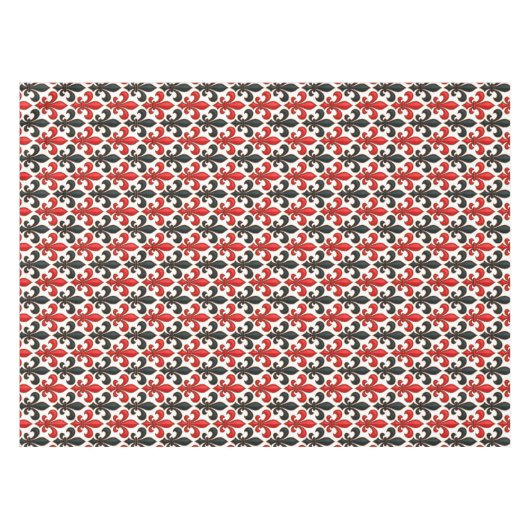 Rotes Schwarzes Barock Fleur-de-lis-Muster Tischdecke (Vorderseite (Horizontal))