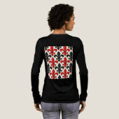Rotes Schwarzes Barock Fleur-de-lis-Muster Tri-Blend Shirt (Voller Rückseite)