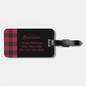 Rotes Schwarzes Buffalo Karierter Karo Monogramm I Gepäckanhänger (Rückseite horizontal)