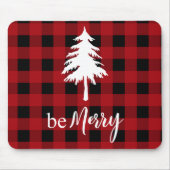 Rotes Schwarzes Buffalo Kariertes Pine Tree Holida Mousepad (Vorne)