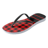Rotes Schwarzes Buffalo Karo & Horizontale Streife Badesandalen (Schrägansicht)