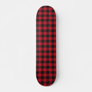 Rotes Schwarzes Buffalo Quadrat Kariertes Muster 1 Skateboard