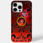 ROTES SCHWARZES DAMASK RUBY GEMSTONE MONOGRAMM Case-Mate iPhone HÜLLE (Rückseite)