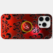 ROTES SCHWARZES DAMASK RUBY GEMSTONE MONOGRAMM Case-Mate iPhone HÜLLE (Rückseite (Horizontal))