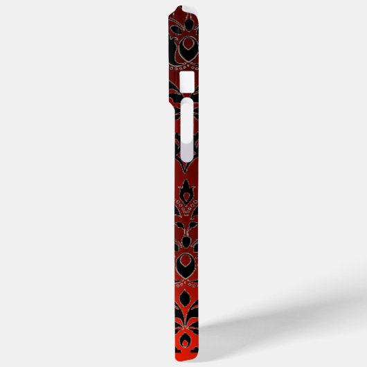 ROTES SCHWARZES DAMASK RUBY GEMSTONE MONOGRAMM Case-Mate iPhone HÜLLE (Rückseite / Links)