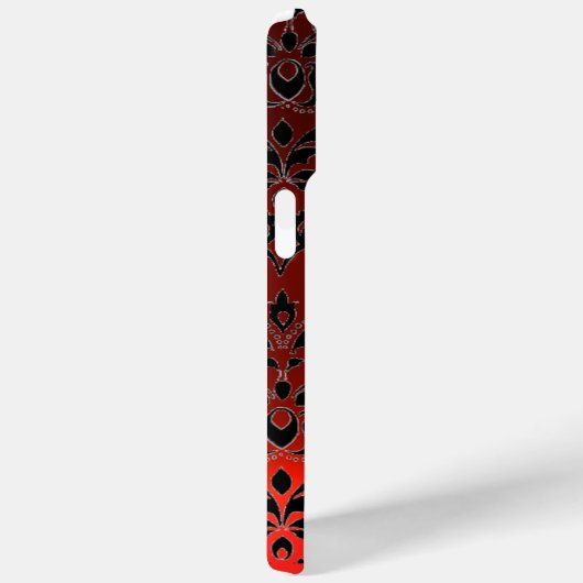 ROTES SCHWARZES DAMASK RUBY GEMSTONE MONOGRAMM Case-Mate iPhone HÜLLE (Rückseite / Rechts)