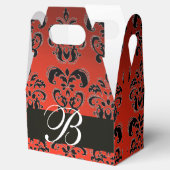 ROTES SCHWARZES DAMASK WEDD MONOGRAM Elegante Geschenkschachtel (Geöffnet)
