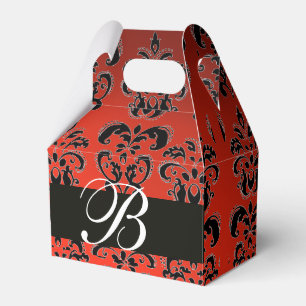 ROTES SCHWARZES DAMASK WEDD MONOGRAM Elegante Geschenkschachtel
