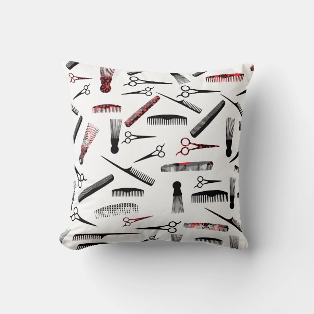 Rotes Schwarzes des natürlichen Haares Kissen (Vorderseite)