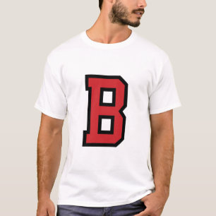 Rotes Schwarzes des Uni-Sport- des Buchstabe-B T-Shirt
