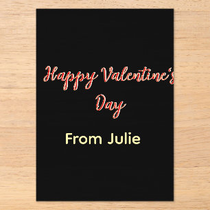 Rotes schwarzes frohes Valentinstag von Name stilv Acryleinladungen
