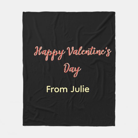 Rotes schwarzes frohes Valentinstag von Name stilv Fleecedecke (Vorderseite)