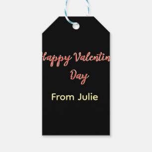 Rotes schwarzes frohes Valentinstag von Name stilv Geschenkanhänger
