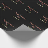 Rotes schwarzes frohes Valentinstag von Name stilv Geschenkpapier (Ecke)