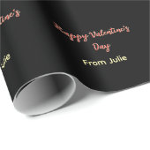 Rotes schwarzes frohes Valentinstag von Name stilv Geschenkpapier (Rolleneckpunkt)