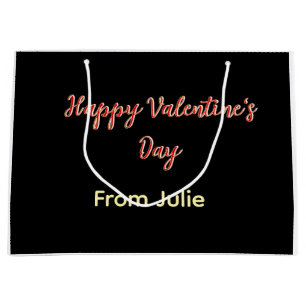 Rotes schwarzes frohes Valentinstag von Name stilv Große Geschenktüte
