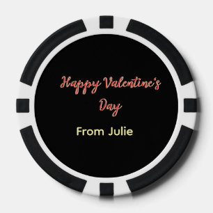 Rotes schwarzes frohes Valentinstag von Name stilv Pokerchips