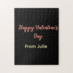Rotes schwarzes frohes Valentinstag von Name stilv Puzzle