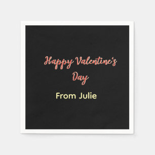 Rotes schwarzes frohes Valentinstag von Name stilv Serviette