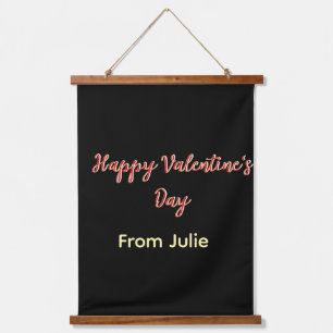 Rotes schwarzes frohes Valentinstag von Name stilv Wandteppich Mit Holzrahmen