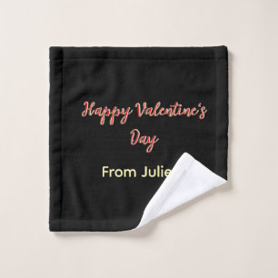Rotes schwarzes frohes Valentinstag von Name stilv Waschlappen