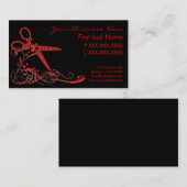 Rotes schwarzes Glitterstrudelhaar schnitt Visitenkarte (Vorne/Hinten)