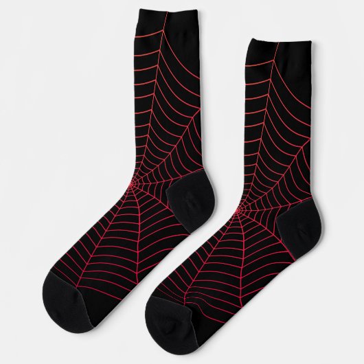 Rotes, schwarzes, Halloween-Muster Socken (Linkes Detail)