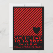 Rotes schwarzes Herz gestreift speichern Sie die D Save The Date (Vorderseite)