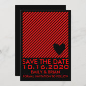 Rotes schwarzes Herz gestreift speichern Sie die D Save The Date (Vorne/Hinten)