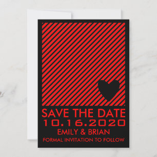 Rotes schwarzes Herz gestreift speichern Sie die D Save The Date