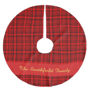 Rotes schwarzes kariertes polyester weihnachtsbaumdecke