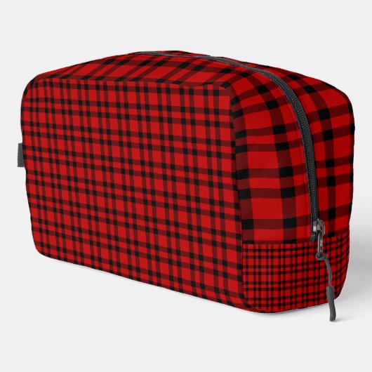 Rotes schwarzes Karomuster-Kulturtasche Waschbeutel (Rechte Ecke)