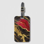 Rotes schwarzes Marmormuster mit Gold Gepäckanhänger (Vorderseite Vertikal)