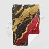 Rotes schwarzes Marmormuster mit Gold Golfhandtuch (Insitu)