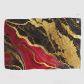 Rotes schwarzes Marmormuster mit Gold Golfhandtuch (Horizontal)