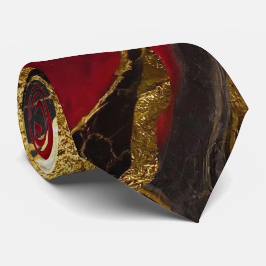 Rotes schwarzes Marmormuster mit Gold Krawatte (Gerollt)