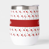 Rotes schwarzes modernes Herz Retro Monogramm Name (Links)