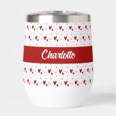Rotes schwarzes modernes Herz Retro Monogramm Name (Vorderseite)